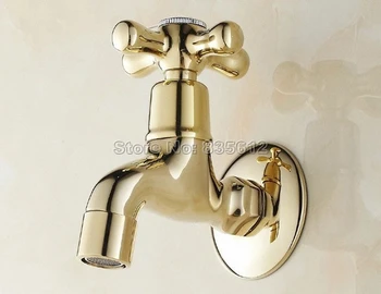 

Wall Mounted Gold Color Brass Cross Handle Mop Pool Faucet / Laundry Sink Cold Water Tap Wav124