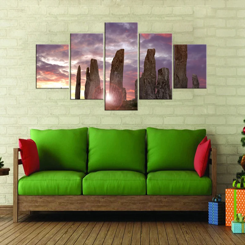 

HD Canvas Home Decor Tableau Wall Art Pictures 5 Panel Mountain And River Landscape Modern Printed Modular Posters Paintings