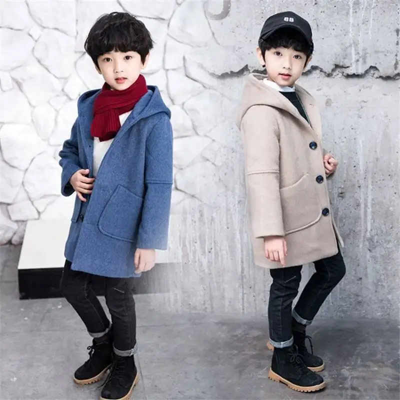 Г. Модные осенне-зимние новые шерстяные куртки для мальчиков детское бархатное пальто детская одежда с капюшоном в Корейском стиле для мальчиков верхняя одежда F01
