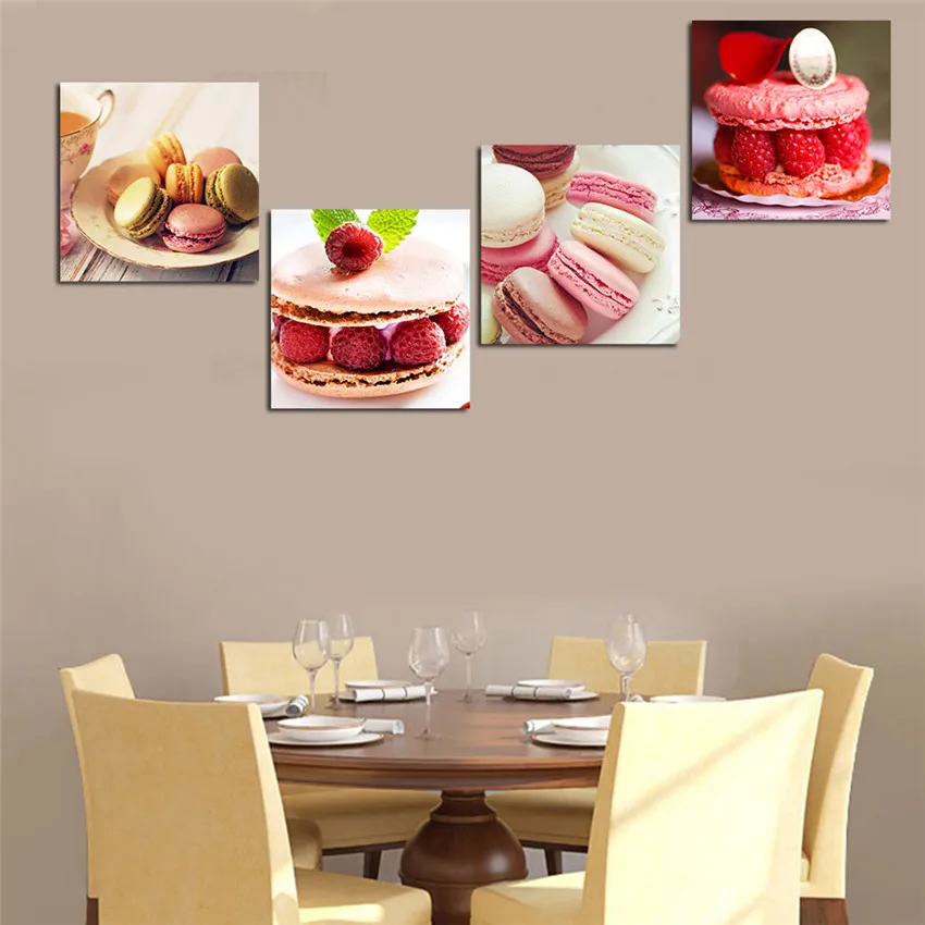 Modern-HD-Print-Poster-Home-Decor-Canvas-Picture-Artwork-4-Piece-Cake-Food-Painting-Kitchen-and