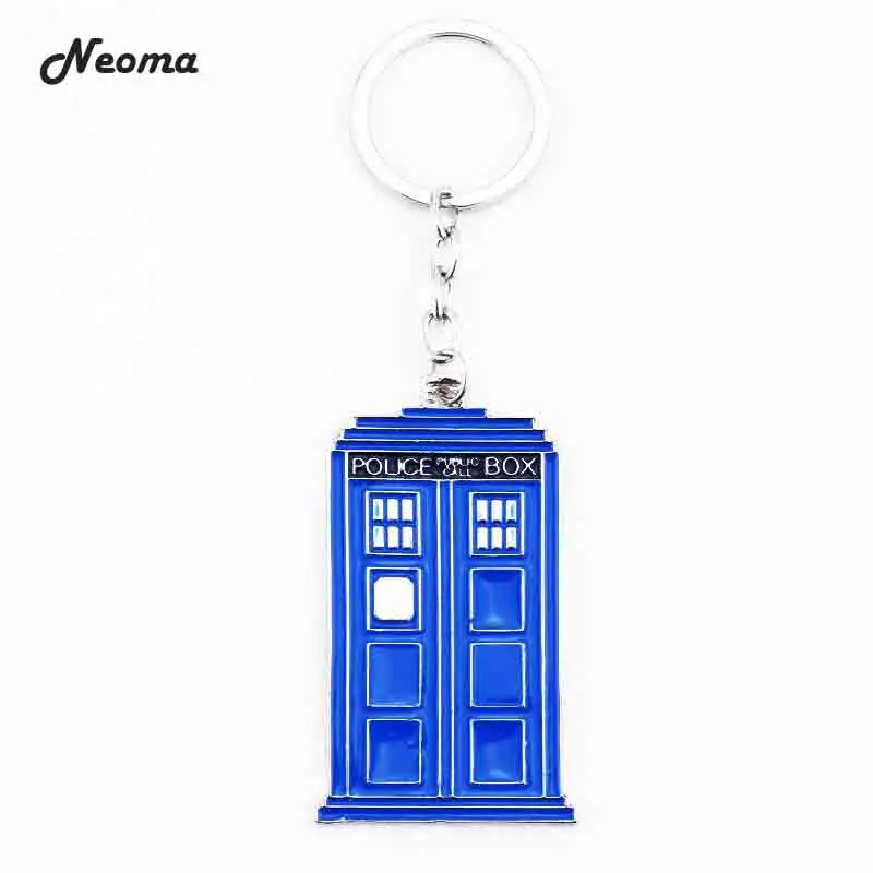 

Fashion Film Dr. Who Blue Police Box Letter Keychain Doctor Who Logo Men Keychain Dalek Tardis Police Box Chaveiro