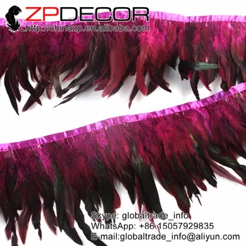 

ZPDECOR Factory Wholesale 10Yards 6-8inch Hand Select High Quality Fuchia Rooster Coque Feathers Trim for Costume Decor