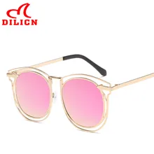 DILICN 2017 Espejo Doble Círculo gafas de Sol de Las Mujeres de Flecha de Metal Rojo Tonos Retro Ronda Gafas de Sol de Los Hombres Gafas de Sol de La Vendimia UV400