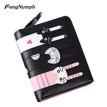 

Designer Brand Luxury Women Pink Small Functional Short Wallet Girls Lovely Cartoon Cat Purse Coin Card Holders
