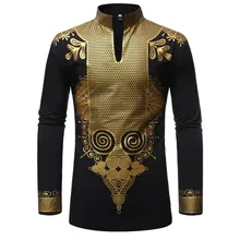 Noir africain Dashiki imprimer Chemise hommes 2020 mode Hip Hop Streetwear Afrian vêtements hommes coupe ajustée à manches longues Chemise homme Chemise