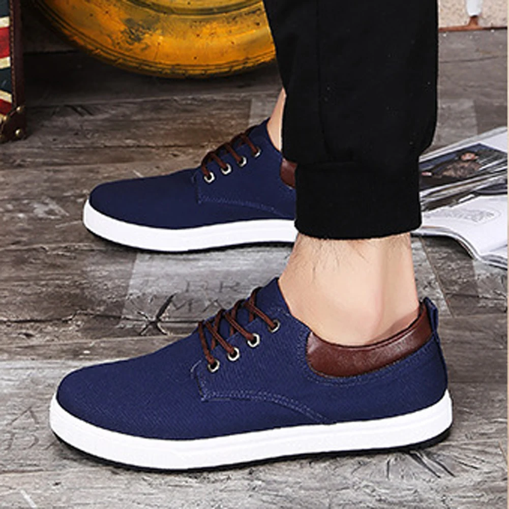 

New arrival spring summer flats shoes men comfortable casual shoes canvas man's lace up fashion brand flats driving shoe