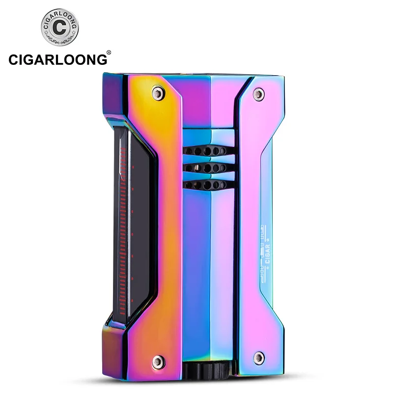 Butane Gas Lighter Metal Windproof Cigar Torch Lighter Portable Jet Flame Cigarette Lighter with Gift Box