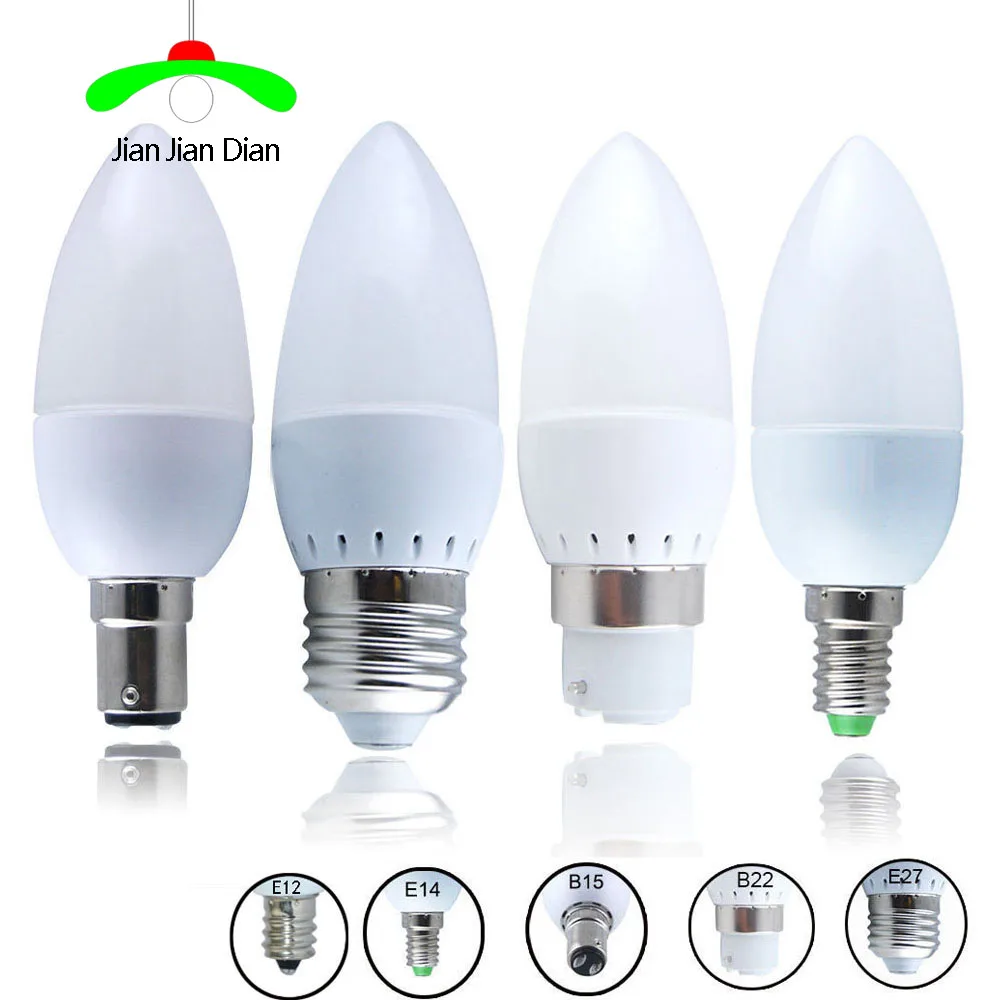 10 шт. светодиодные свечи E14 E27 E12 B22 B15 3 Вт 5 7 9 12 110 В 220 В|energy saving bulb|bulb lampenergy |