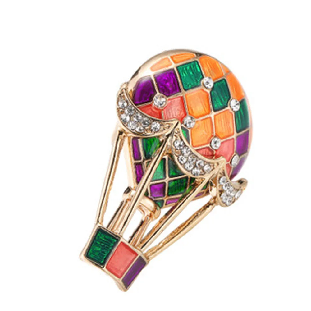 

New Design Exquisite Enamel Colorful Hot Air Balloon Brooches Retro Pin Collar Badge For Women Jewelry