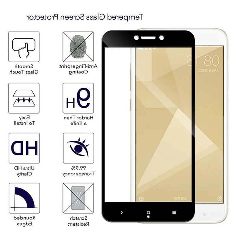 

Screen Protector Glass For Xiaomi Redmi6 6a 6pro Full Coverage Glass Explorer Toughened Film 9h Black White Edition