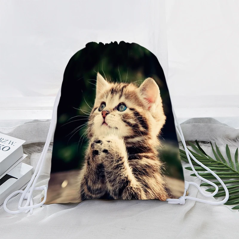 

Kawaii Kawaii Animals Cat Drawstring Bags Rucksacks Fashion Western Mascot Casual Kids Polyester Backpack Women Shoulder Bags