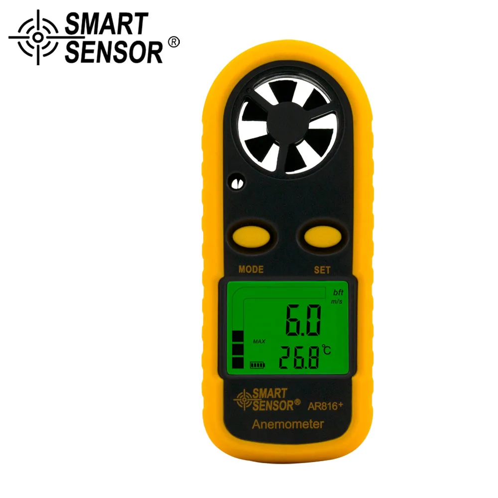 

SMART SENSOR Mini Pocket Wind Speed Gauge air flow Anemometer Thermometer Wind Speed meter Wind Measurement hand-held