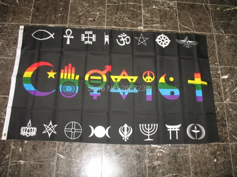 Радуга Coexist мир гей Лесбийский флаг 3x5FT команда banner150X90CM 100D полиэстер латунные