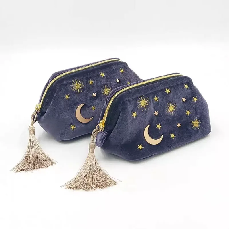 

Cute Velvet Cosmetic Cases Small Tassel Embroidered Pouch Storage Bag For Women/Make Up Bag Travel Organizer Bags For Women 2019