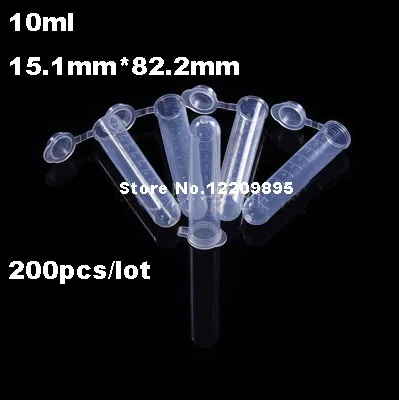 

200pcs/lot 10ml Plastic centrifuge tube Test Tubing Vial Clear PP Container Laboratory Sample Specimen Supplies Free Shipping