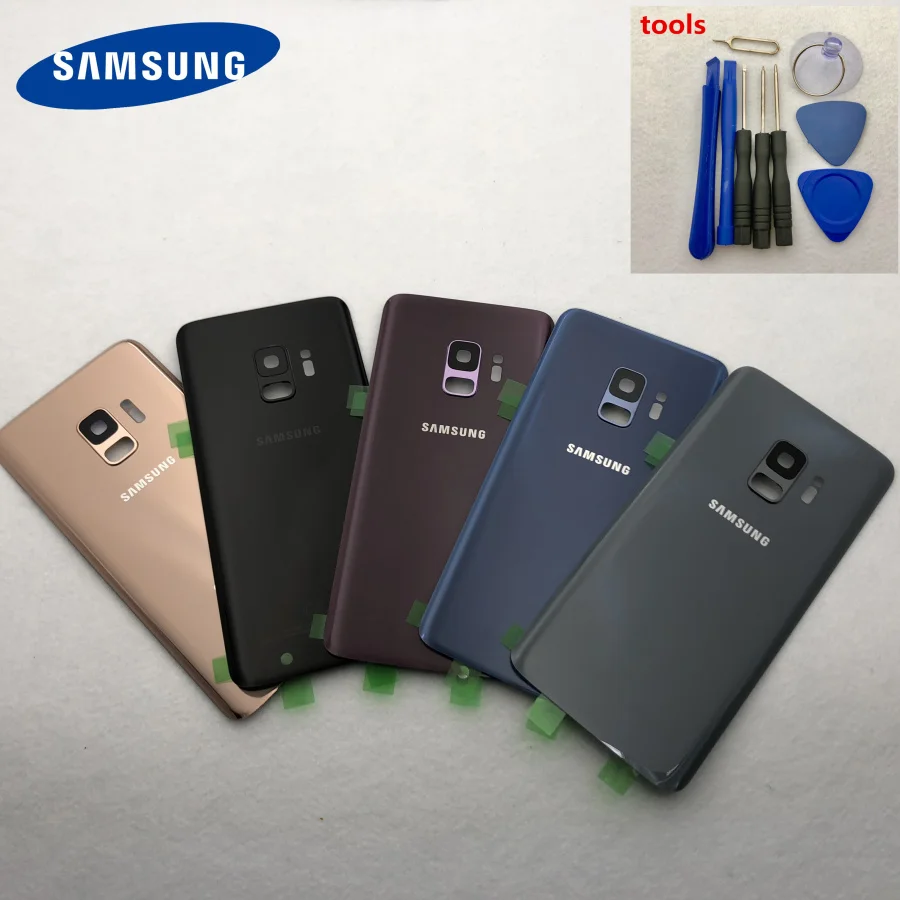 

S9 Battery Glass Back Cover For Samsung Galaxy S9 G960 G960F SM-G960FD G9600 Rear Door Housing Cover with waterproof glue + tool