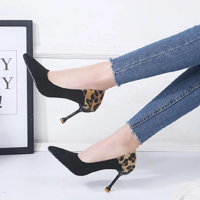 

The spring of 2019 the new sexy pointed leopard web celebrity single ladies shoes fine work with professional high heels