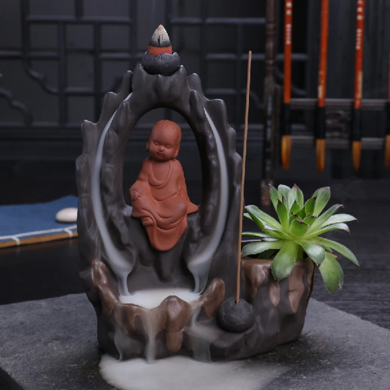 6 Style Japanese Style Ceramic Little Monk Buddha Creative Incense
