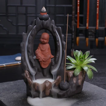 

6 Style Japanese Style Ceramic Little Monk Buddha Creative Incense Burner Backflow Aroma Furnace Burner Smoke Stove Censer