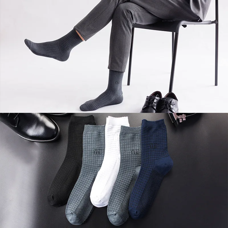 5 пара/лот, высококачественные повседневные мужские деловые носки для мужчин, хлопковые брендовые носки с круглым вырезом на осень и зиму