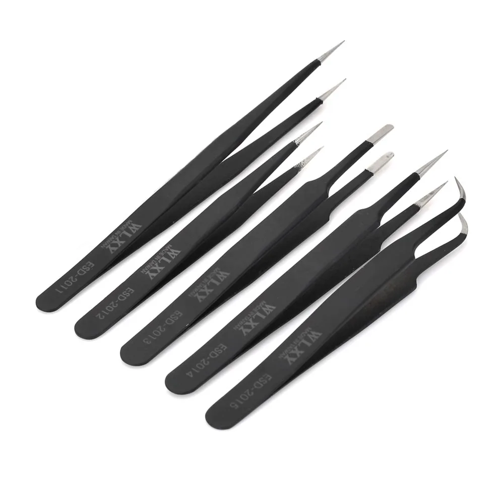 Buy (5 PCS/ set) Durable Steel Tweezers Set Clamp