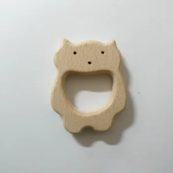 

10PCS Bear Handmade Natural Newborn Beech Wooden Teether Toys