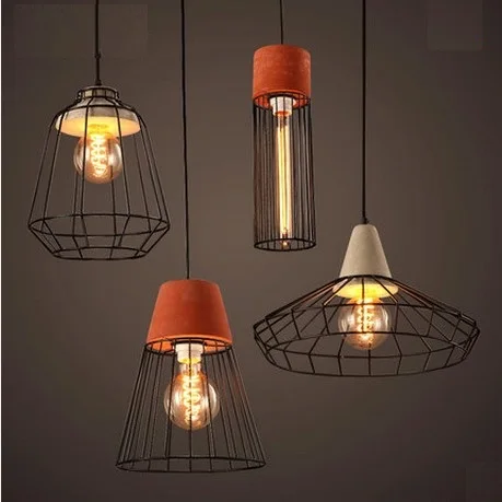 

Edison Loft Style Metal Cement Droplight Industrial Vintage Pendant Light Fixtures For Dining Room Hanging Lamp Home Lighting