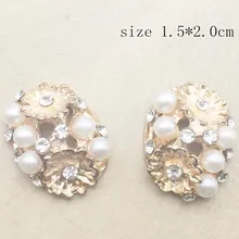 15x20 MM 20 unids/lote Vintage botones de diamantes de imitación hechos a mano flor parte posterior plana cristal perla botones decorativos Centro de flores MYQB059