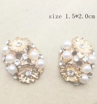 

15*20 MM 20Pcs/lot Vintage Handmade Flower Rhinestone Buttons Flatback Crystal Pearl Decorative Buttons Flower Center MYQB059