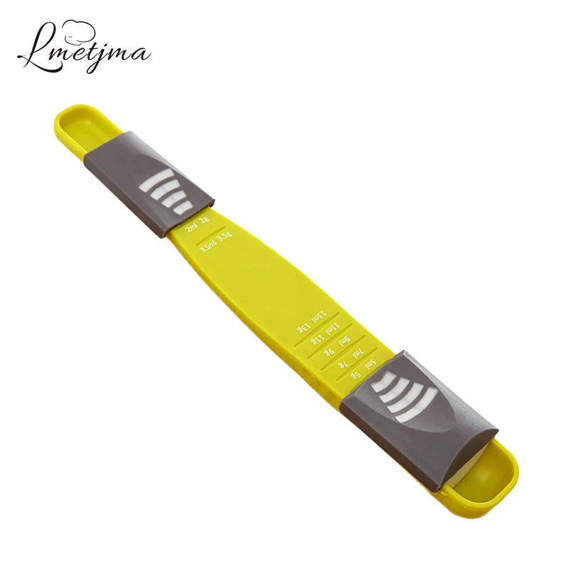 

LMETJMA Adjustable Measuring Spoon Double Sided 8 Stalls Measuring Spoon Cup Kitchen Metering Spoon For Baking Cooking KC0086