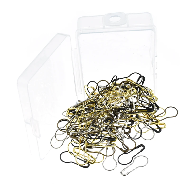 100PCS Steel Pear Shaped Pins Garment Gourd Safety Pin Hangtag Seal Metal Mix Color Safety Pins Women DIY Sewing Tools Accessory (2)