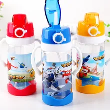 Kreative Cartoon Kind Kunststoff Stroh Wasser Flasche Kinder Tragbare dicht Outdoor Sport Wasserkocher Lebensmittel-kolben Student Travel Tasse