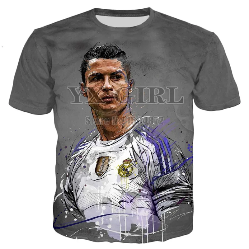Летняя мужская повседневная футболка с коротким рукавом, футболки для мужчин/женщин, футболки с 3d принтом Cristiano Ronaldo, топы унисекс - Цвет: color as picture