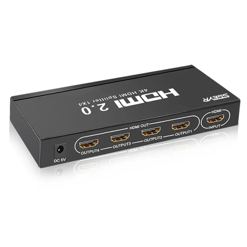 SGEYR 4K 2,0 HDMI сплиттер Full HD видео HDMI коммутатор 1X2 1X4 порта двойной дисплей сплиттер для PS3 PS4 HDTV DVD STB xbox - Цвет: HDMI2.0 splitter 1x4