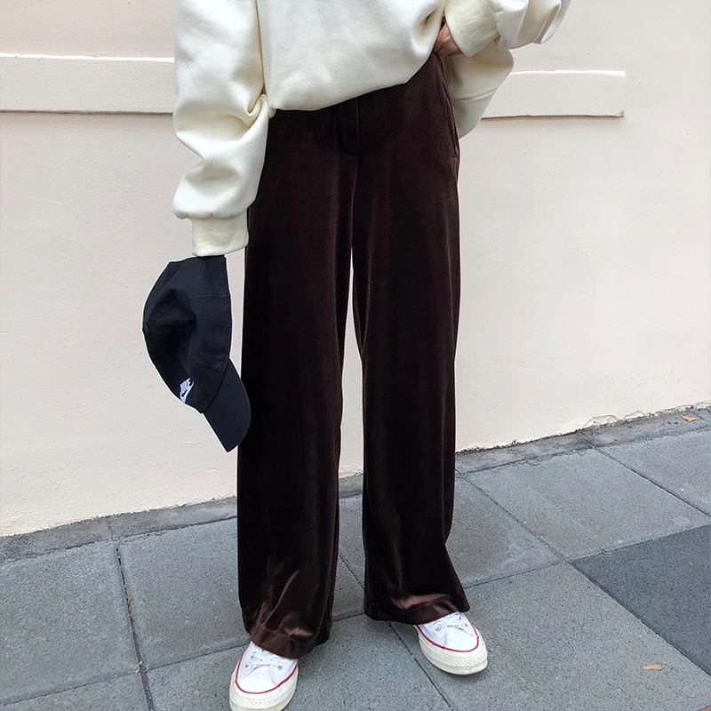 4 цвета 2018 осенние и зимние модные бархатные брюки женские с высокой талией брюки уличные винтажные стильные длинные брюки женские s (X982)