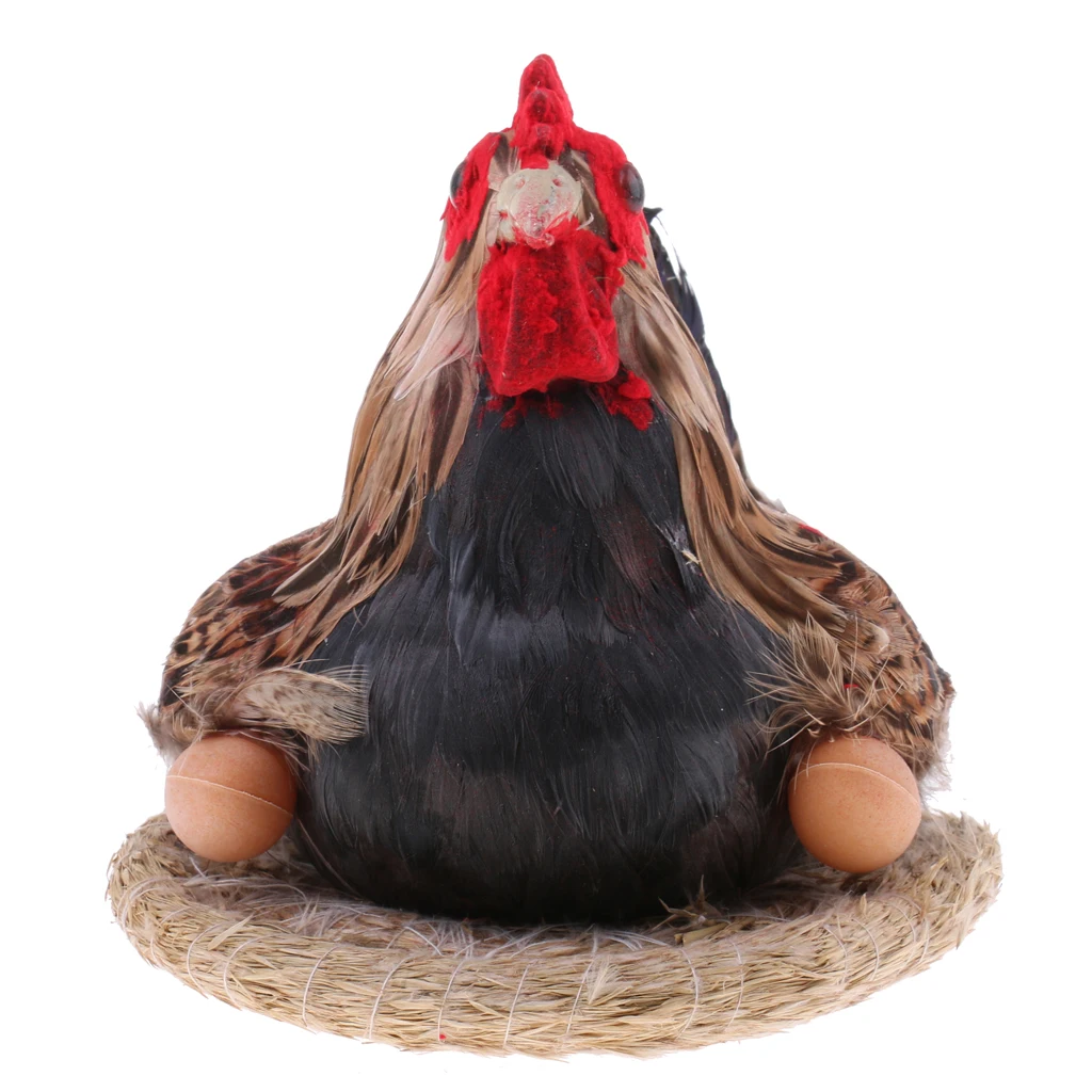 Farm Animal Figurine Chicken Hen Incubating Egg on Nest Model Kid Toy Home Decor 