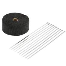 Professional Motorcycle Exhaust Insulation Tape 10M*5CM Automobile Exhaust Heat Wrap Fireproof Cloth Roll With 10 Fixed Ties