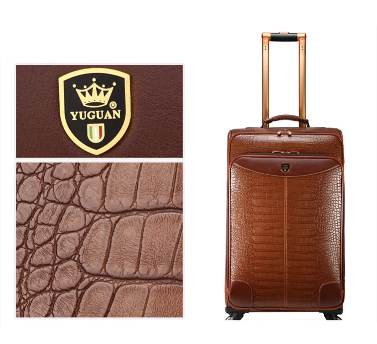 16 "20" 24 "чемоданы на колесах сумка чемодан на колесах высококачественный крокодиловый узор PU кожа дорожная Тележка коробка бизнес сумка для