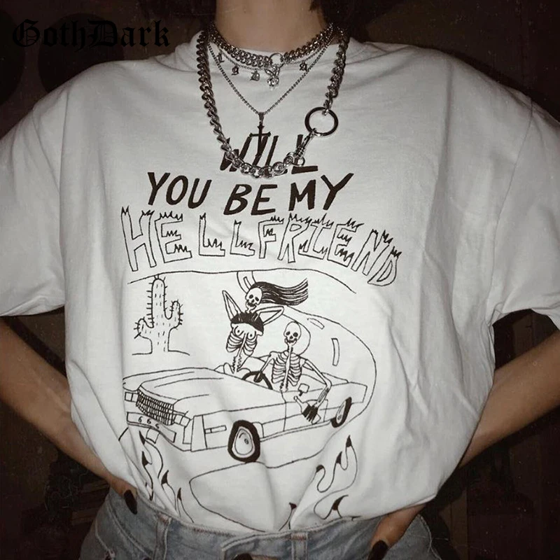 Will You Be Me Hell Friend Aesthetic Streetwear White T-shirts Print OG660