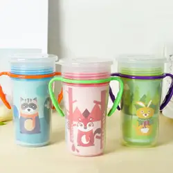 Милые двойная ручка Детские учебный Поильник мультфильм печати питьевой чашки для новорожденных детей Кормление Новый