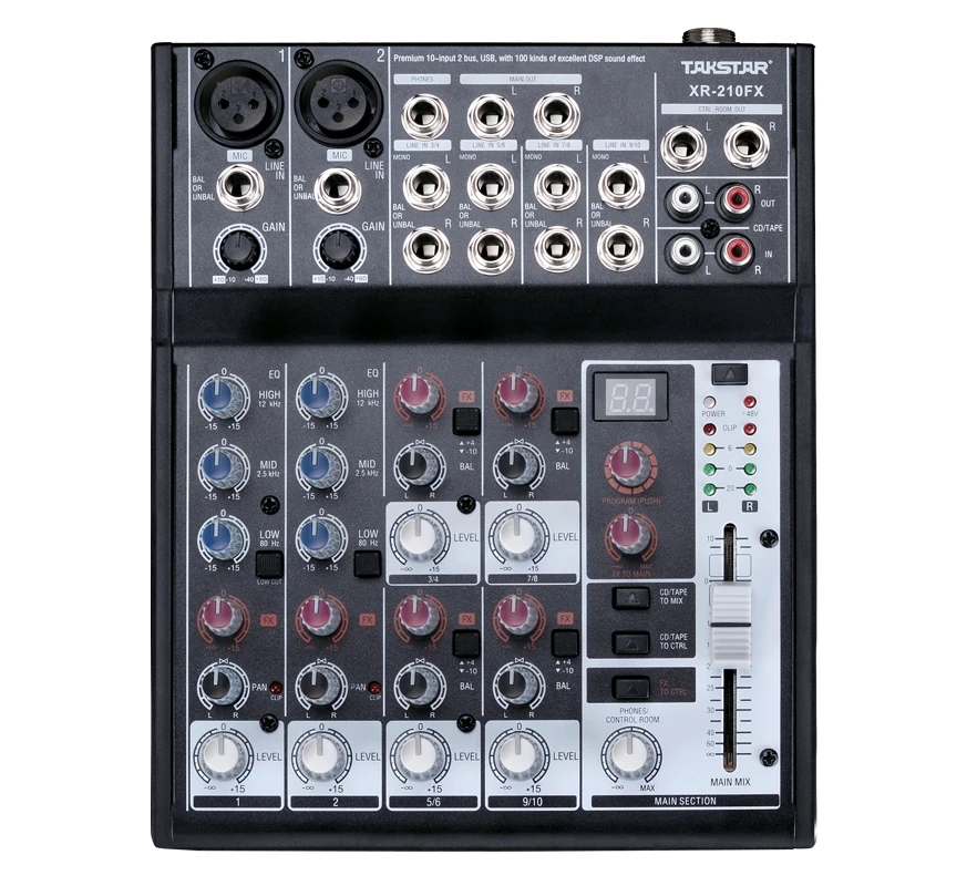 

100% original TAKSTAR XR-210FX Karaok Digital Mixing Console Simple Flexible Effective Mixer Console Premium 10 Input 100 kinds
