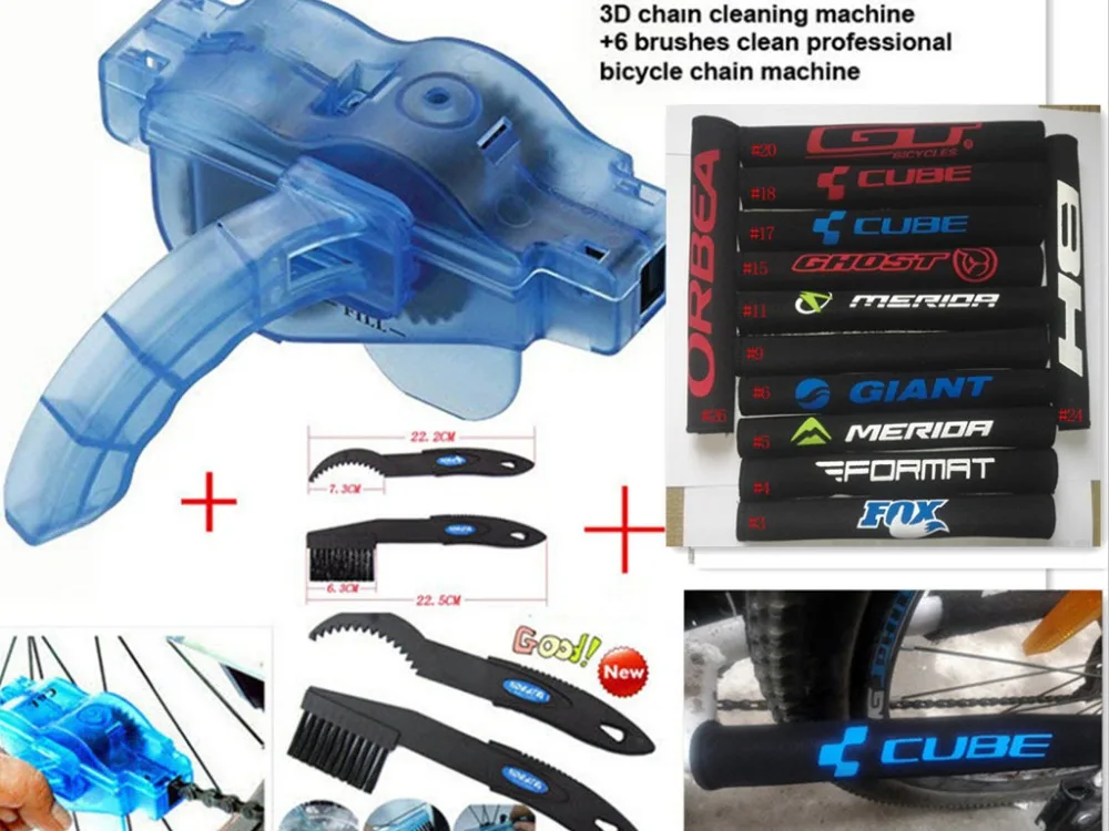 4pc/Lot GT Bicycle Parts Bike Chain Cleaner+Cycling Clean Brushes+Clean Brush+Chain Protector bicycle chain tool kit for chain