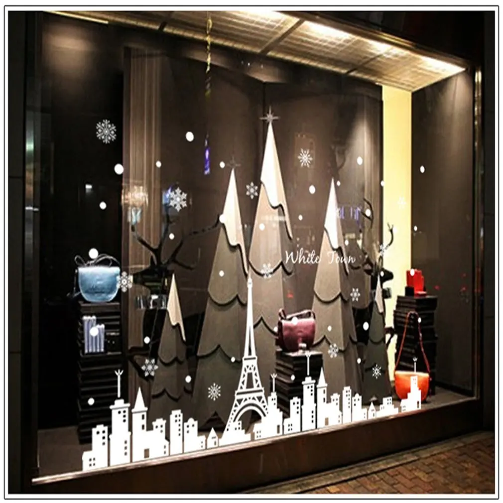 Креативные предметы домашнего обихода, Белая Башня, город, рождественские снежинки, остекление окна