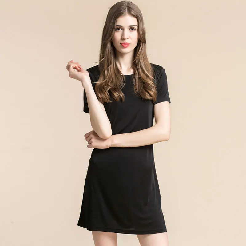 Women Full Slips 100%REAL SILK short sleeve slip Solid nude white black Anti emptied dress new underwear Comfortable 2017 New Women Full Slips 100%REAL SILK short sleeve slip Solid nude white black Anti emptied dress new underwear Comfortable 2017 New