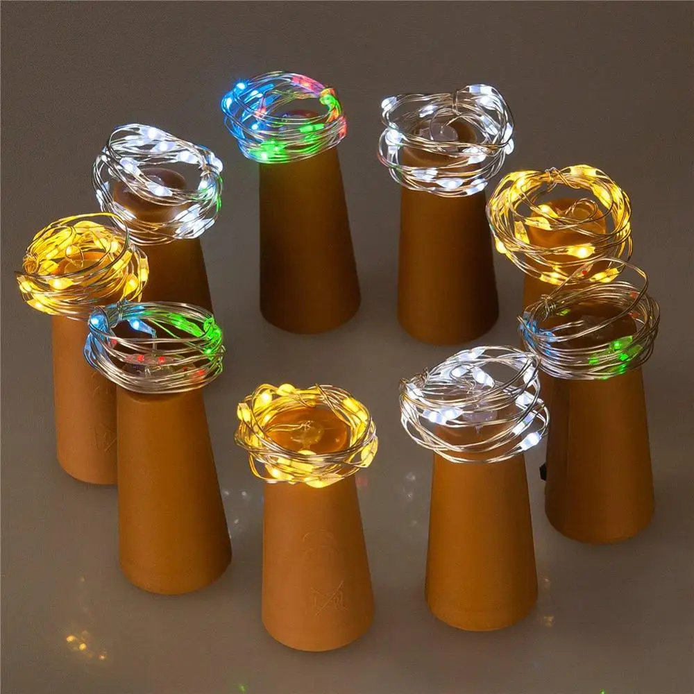 

1Pcs 10/20LED New Year Light String Battery Operated Wedding Christmas Cork Shape Wine Bottle Lights Garland Night Decor Light