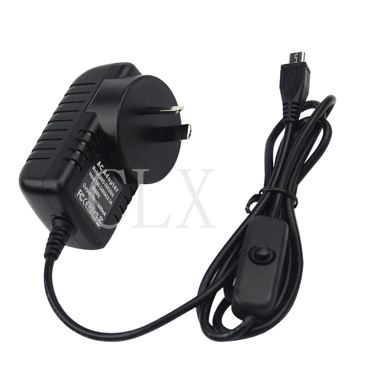 5V 3A Raspberry Pi 3 Model B + кнопка переключения питания адаптер Micro USB порт для