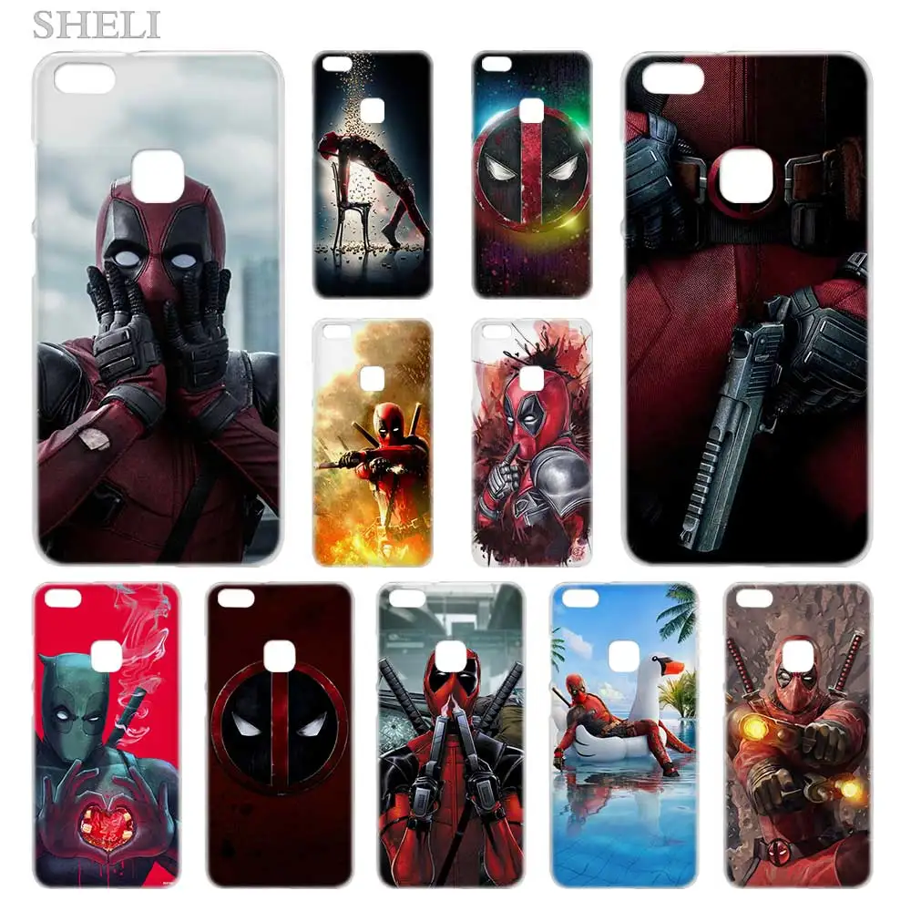 

SHELI Deadpool Transparent Hard Phone case cover for Huawei P8 P9 P10 P20 Lite 2017 Plus Pro Mate 10