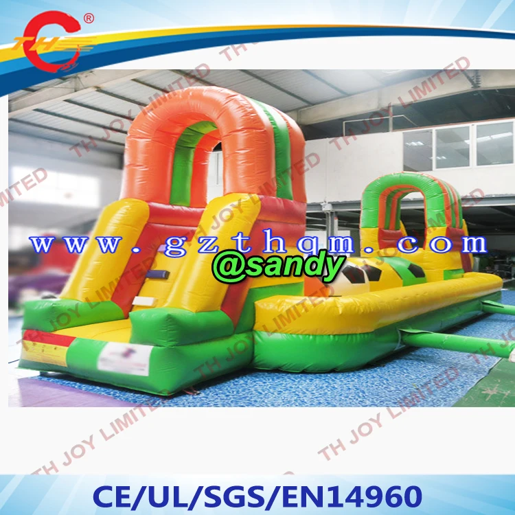 

free air ship,8*3*2.5m Wipeout Ball Obstacle Course Inflatable Bouncy Castle, 4 Big jump Balls challenge Inflatable Wipeout Game