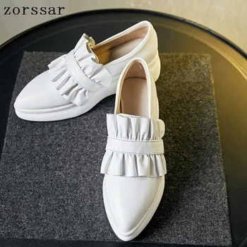

Genuine Leather Flats loafers shoes slip on Woman Casual Shoes Moccasins Soft Ladies Footwear women flat Pointed toe shoes