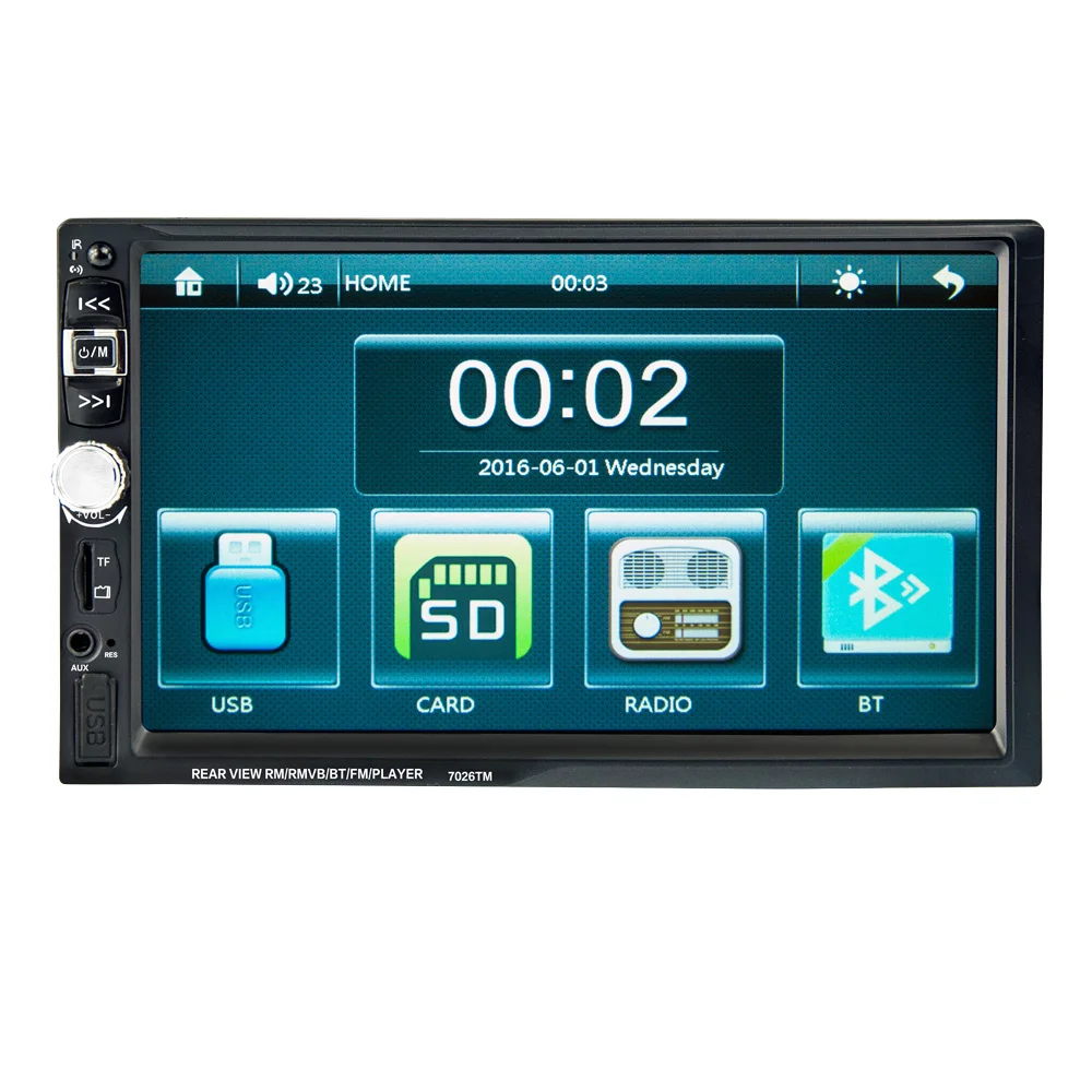 

7026TM 7 inch car multi-function player, touch screen radio, Bluetooth MP3 player RM/RMVB/BT/FM PLAYER Mirror link MP5 player